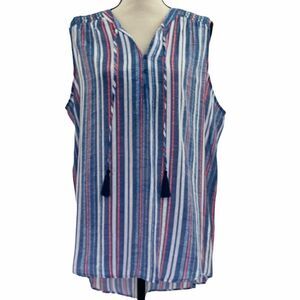 ST. John's Bay Sleeveless Striped Boho Blouse XL